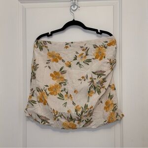 Sage Floral Mini Skirt in Yellow and Green